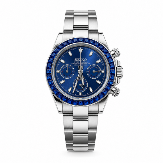 Montre Argent Diamants Bleu - MOSA Watches
